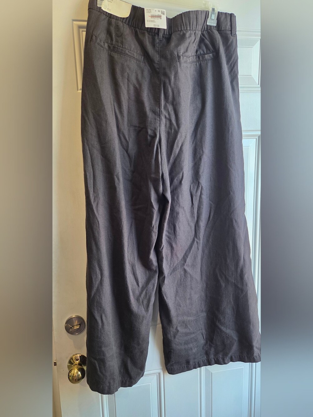 NWT American Eagle Wide-Leg Black Linen Blend Trouser - Picture 2 of 8